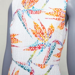 FENDI white orange bird of paradise jacquard cocktail dress IT38 XS