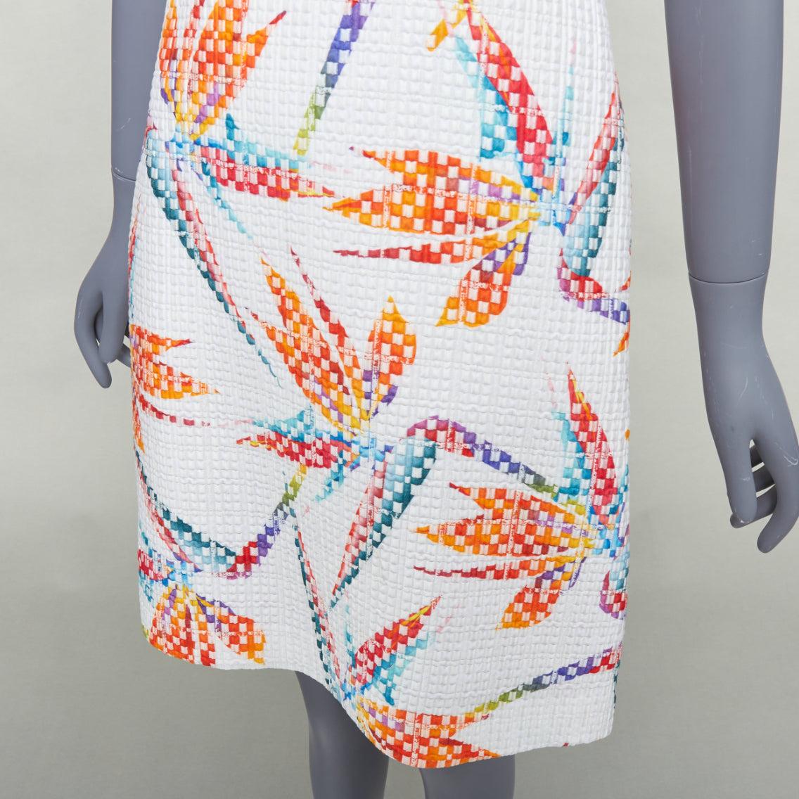FENDI white orange bird of paradise jacquard cocktail dress IT38 XS For Sale 2