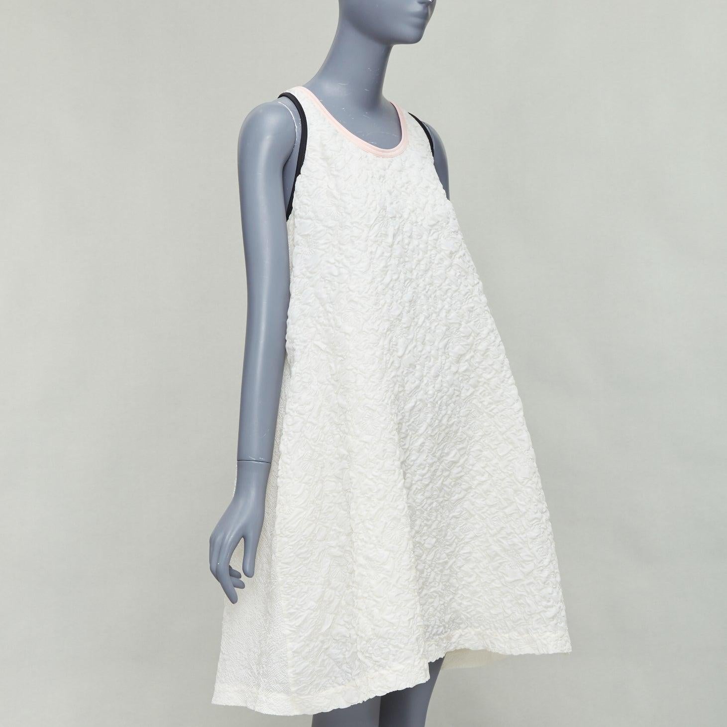 Gray FENDI white pink black silk blend cloque babydoll tent dress IT38 XS For Sale