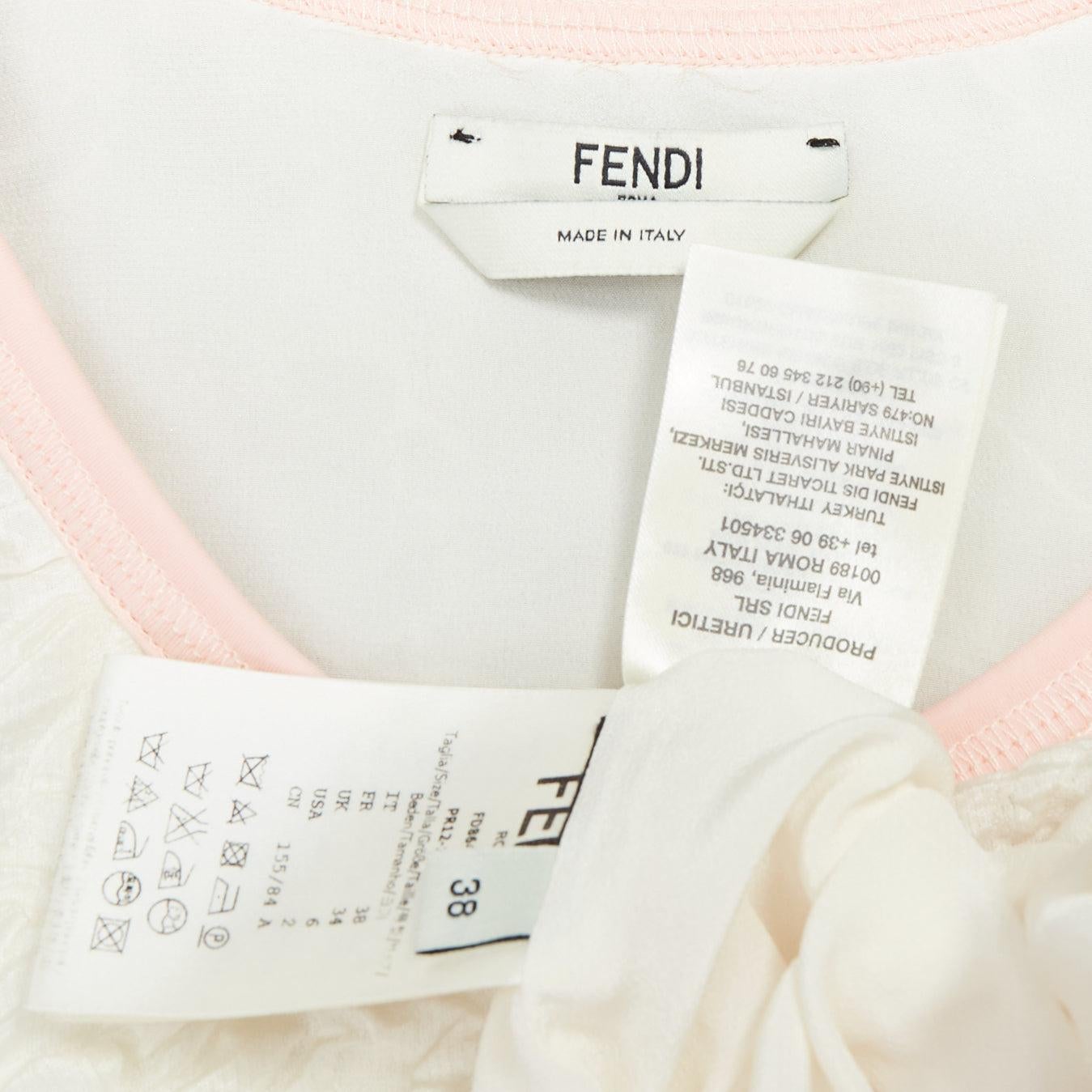 FENDI white pink black silk blend cloque babydoll tent dress IT38 XS For Sale 3