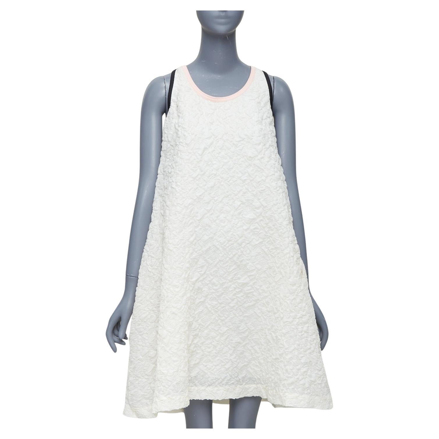 FENDI white pink black silk blend cloque babydoll tent dress IT38 XS For Sale
