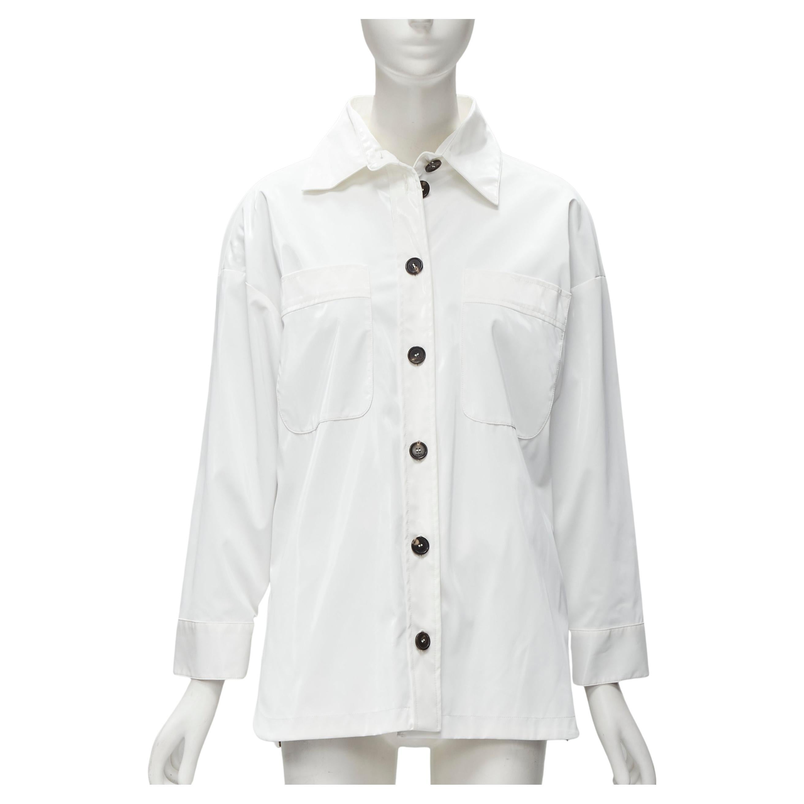 FENDI Überhemdjacke aus weißem Polyester in Braun FF Zucca mit Monogramm IT36 XS im Angebot