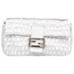 Fendi White Python Baguette Handbag