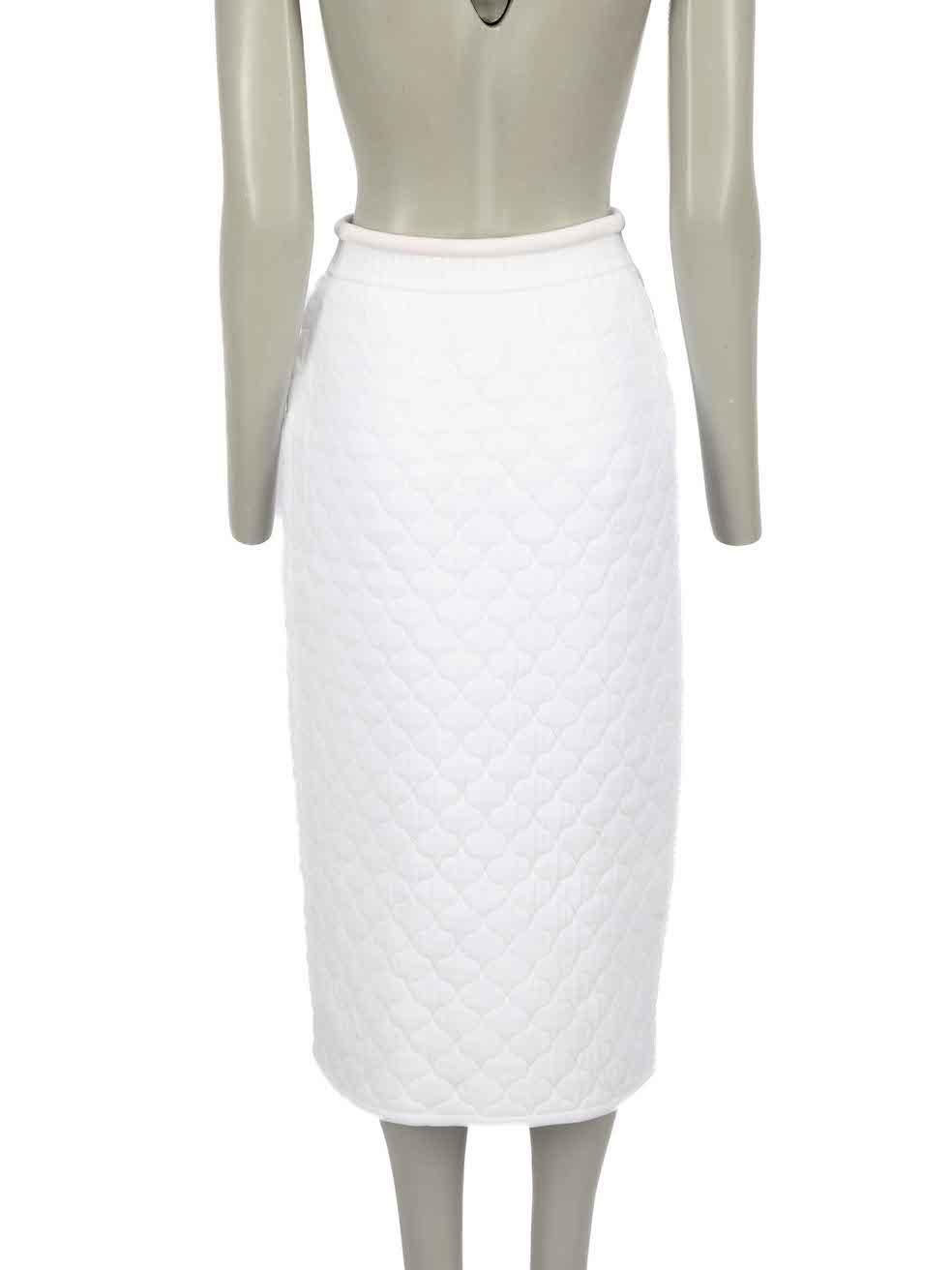 Fendi White Quilted Button Down Midi Skirt Size S In Excellent Condition In London, GB