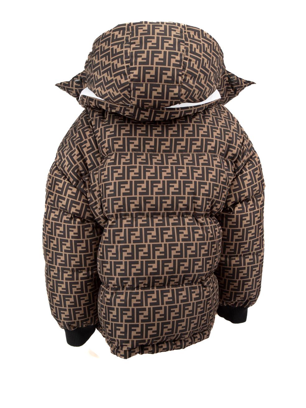 Brown Fendi White Reversible Zucca Print Puffer Jacket Size M