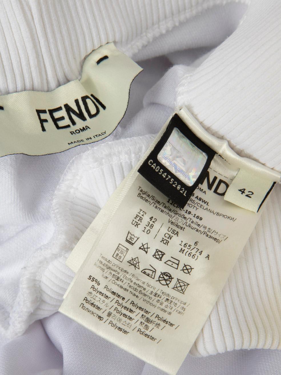 Fendi White Roma Logo Stripe Track Trousers Size M 2