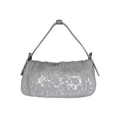 Fendi White Sequin Baguette Shoulder Bag