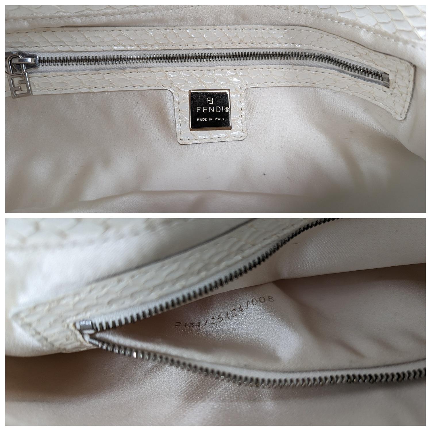 Fendi White Sequin Baguette Shoulder Bag 3