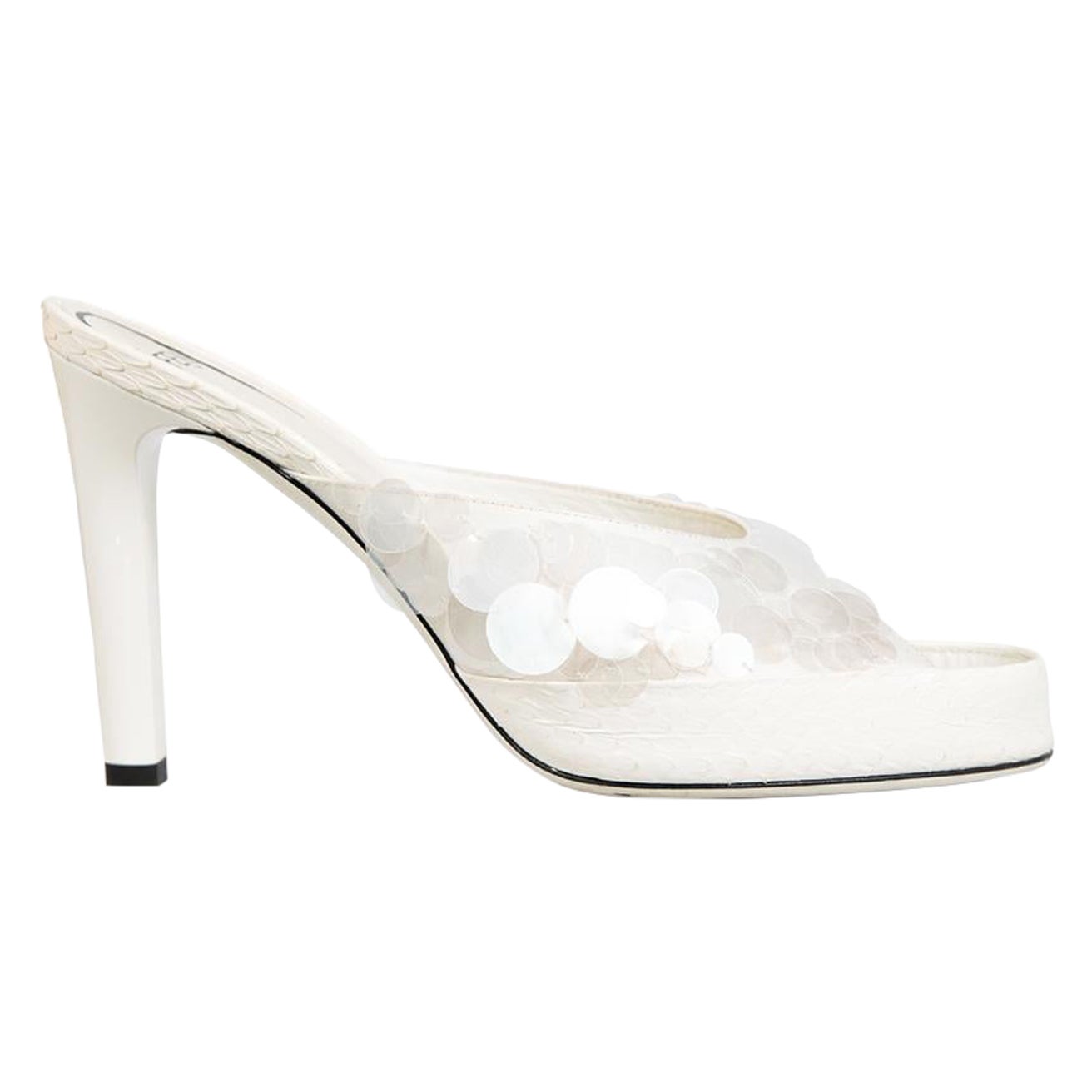 Mules blanches ornées de sequins Fendi, taille IT 39