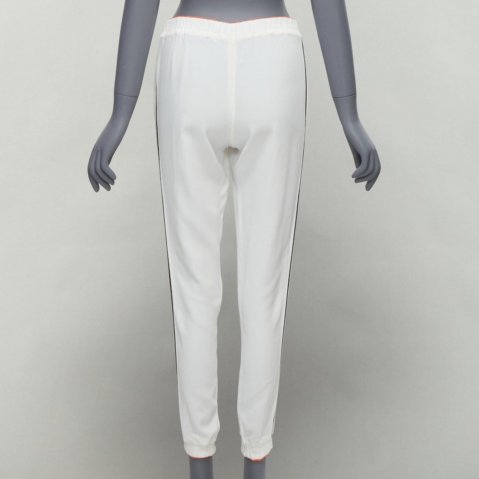 Women's FENDI white silky black orange trims casual jogger pants IT36 XXS For Sale