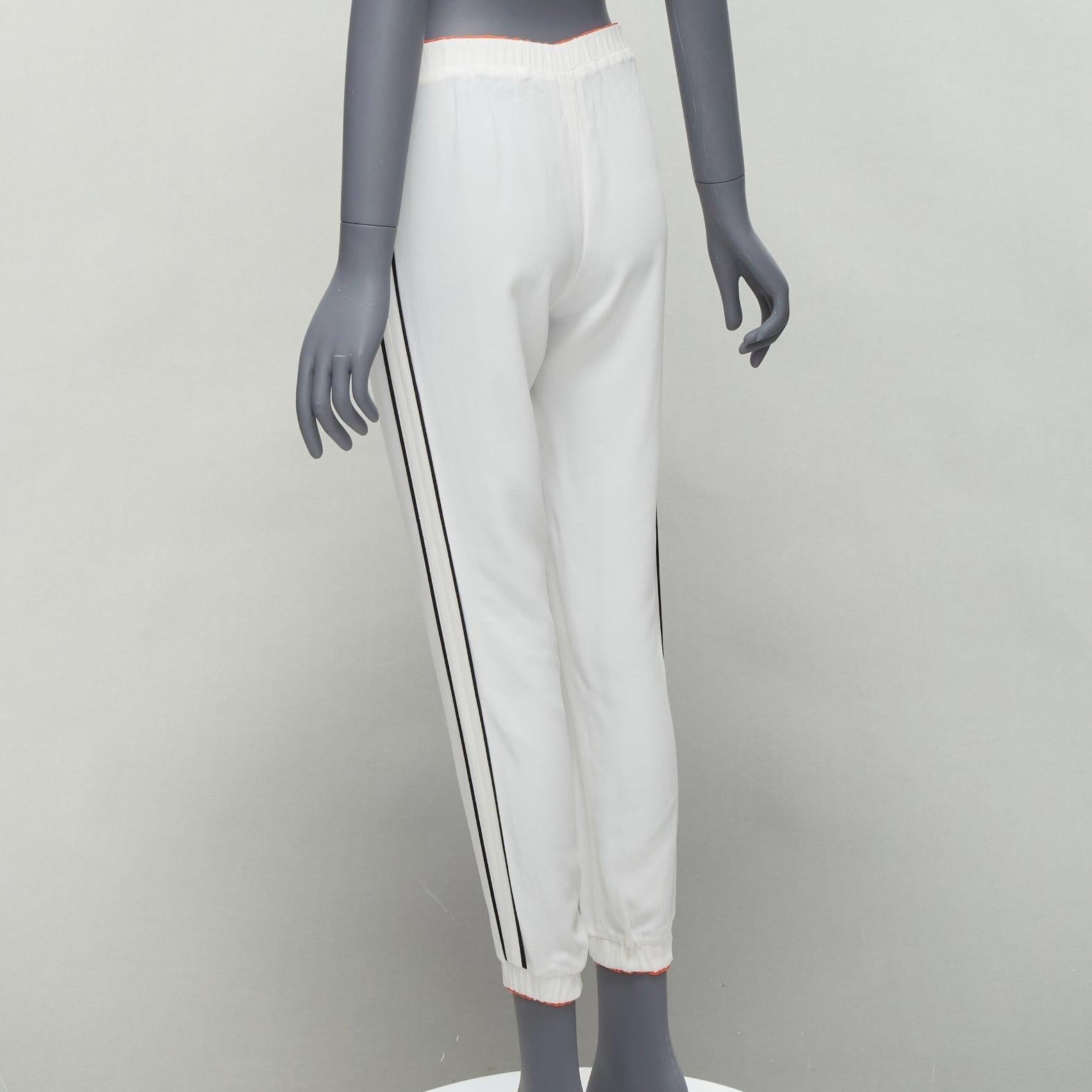 FENDI white silky black orange trims casual jogger pants IT36 XXS For Sale 1