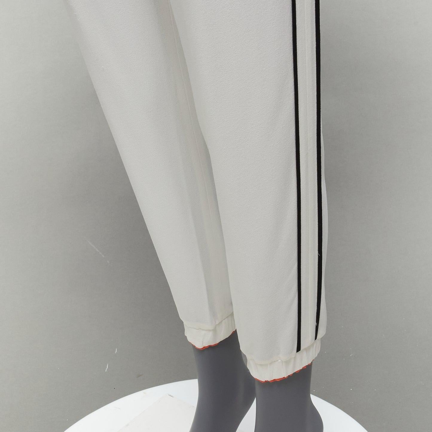 FENDI white silky black orange trims casual jogger pants IT36 XXS For Sale 2