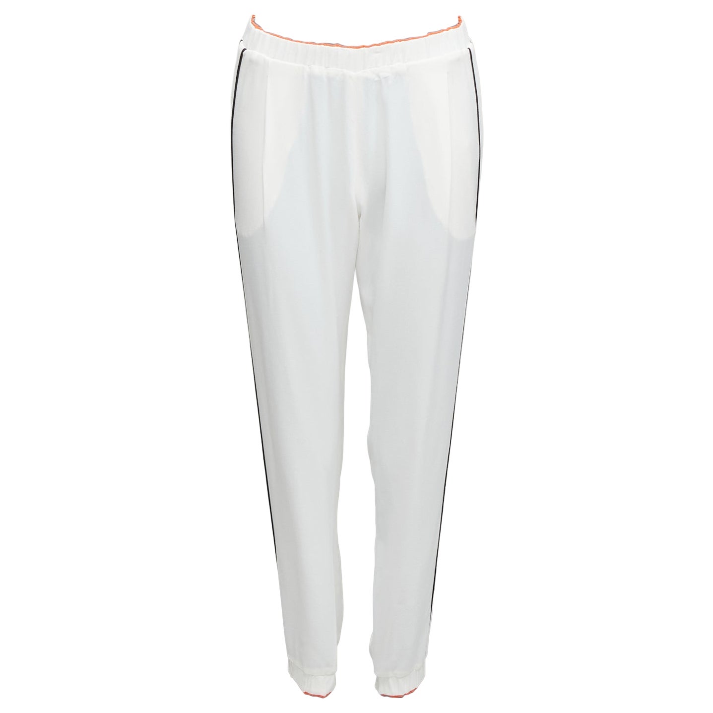 FENDI white silky black orange trims casual jogger pants IT36 XXS For Sale