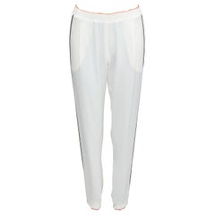 Fendi pantaloni jogger casual in seta bianca, nero e arancione IT36 XXS