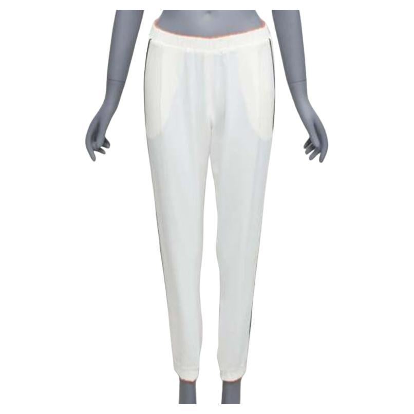 FENDI blanc soyeux noir bordures orange pantalon jogger décontracté IT36 XXS