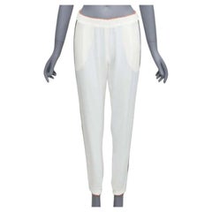 FENDI white silky black orange trims casual jogger pants IT36 XXS