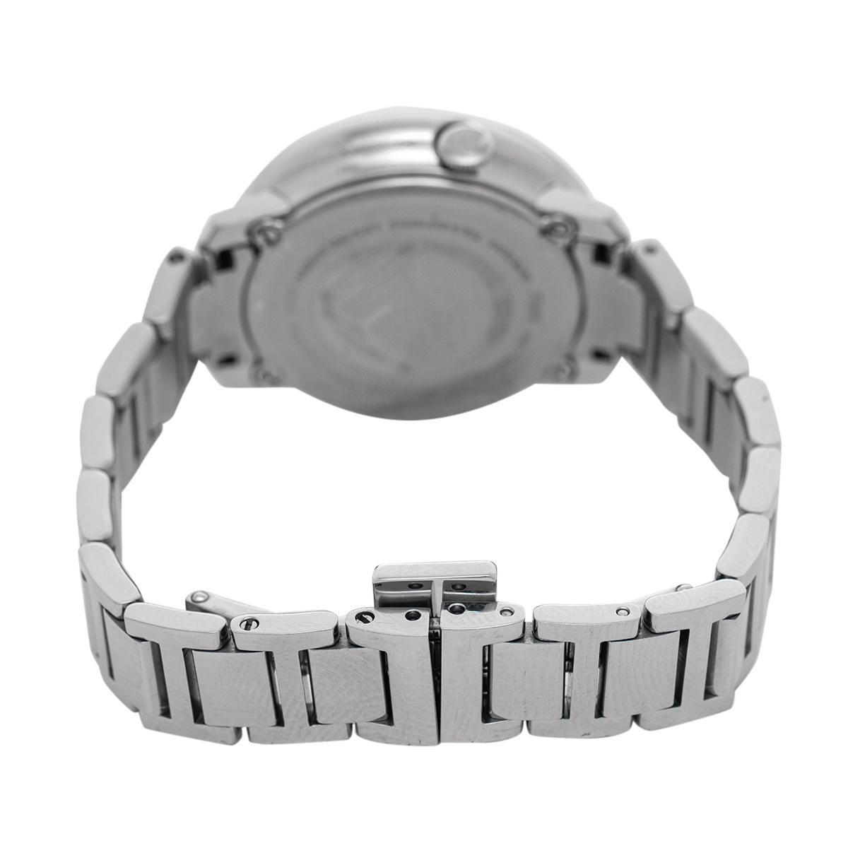 Contemporary Fendi White Stainless Steel Diamonds Runaway 71000S Women's Wristwatch 28 mm