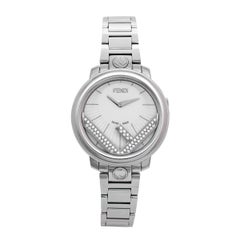 Fendi Montre-bracelet pour femme Runaway 71000S 28 mm en acier inoxydable et diamants blancs