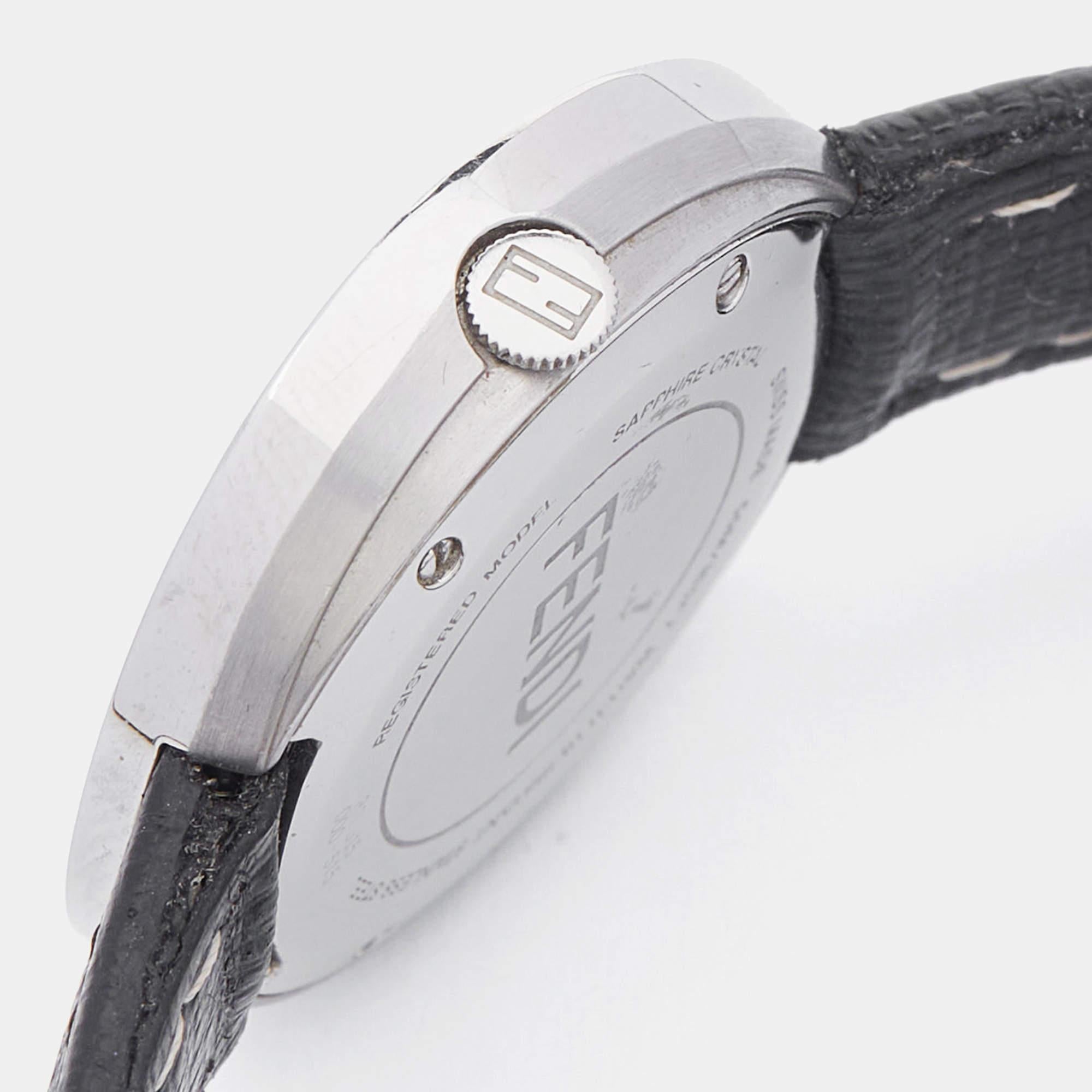 Fendi White Stainless Steel Leather My Way 35000S Women's Wristwatch 28 mm In Good Condition In Dubai, Al Qouz 2