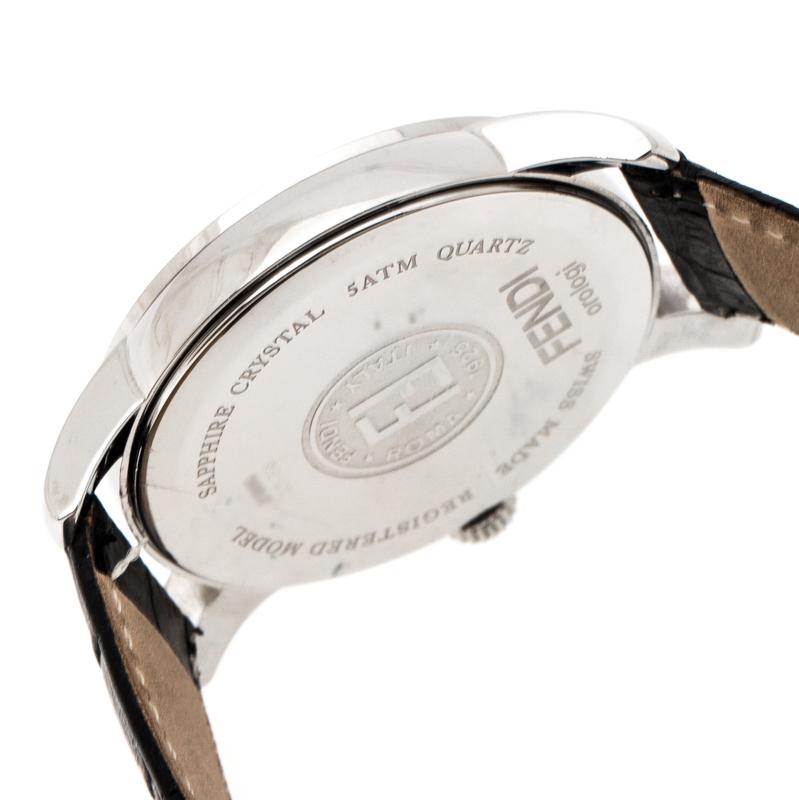 Fendi White Stainless Steel Orologi 2100G Men's Wristwatch 36 mm In Good Condition In Dubai, Al Qouz 2
