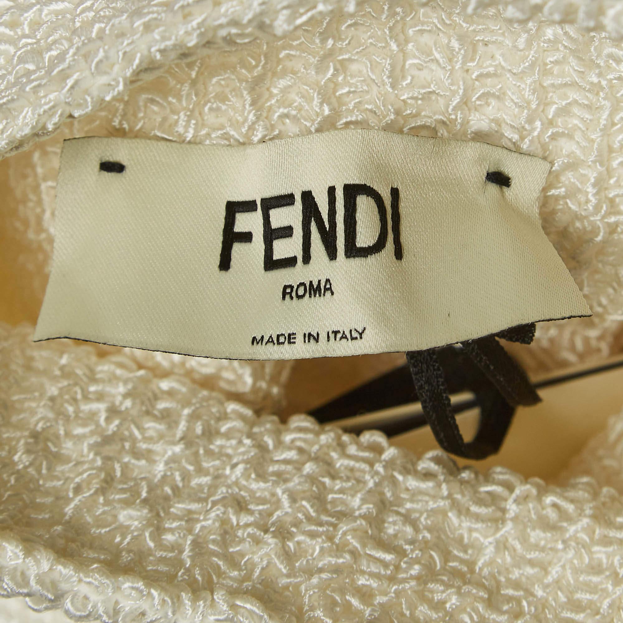 Fendi White Stretch Knit High Neck Slim Fit Pull Over S 1