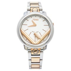 Used Fendi White Two Tone Stainless Steel Runaway FOW802A2YL Women's Wristwatch 28 mm