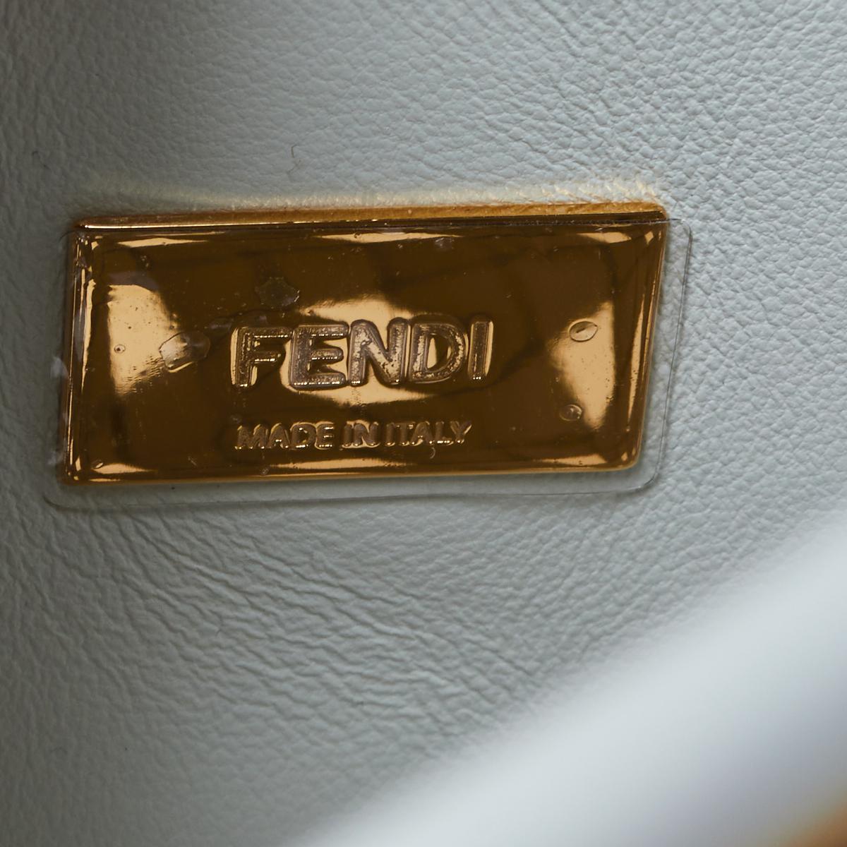 Fendi White Woven Leather Mini Peekaboo Top Handle Bag 3