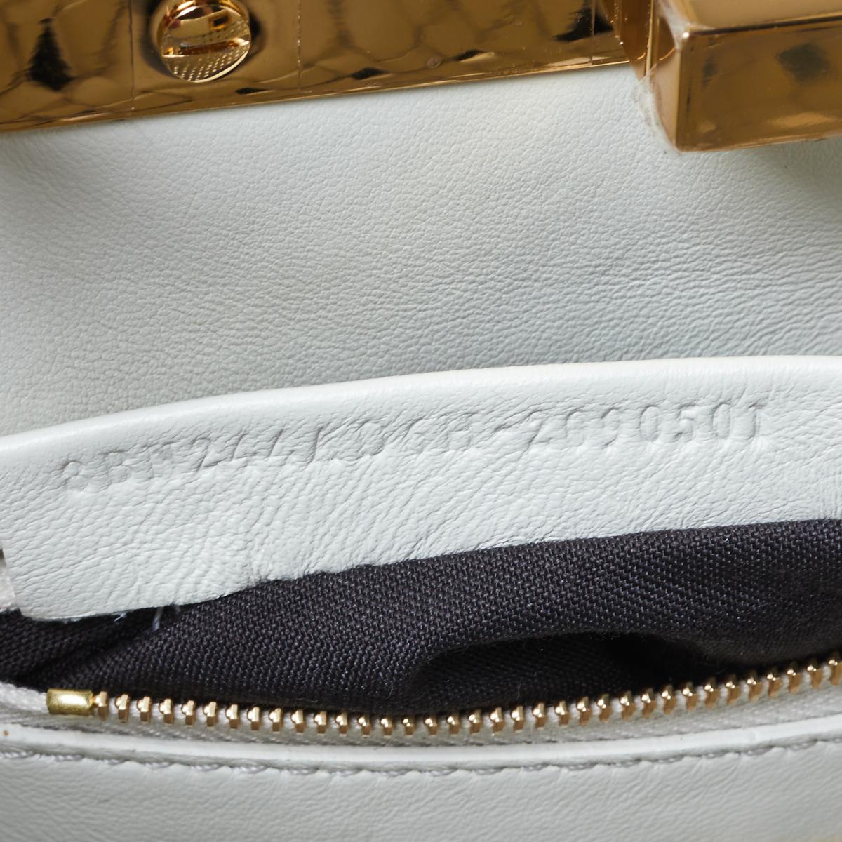 Fendi White Woven Leather Mini Peekaboo Top Handle Bag 2