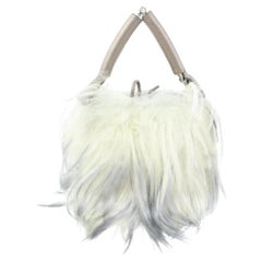Fendi White x Grey Selleria Fur Mini Shopping Tote Bag 49f314s