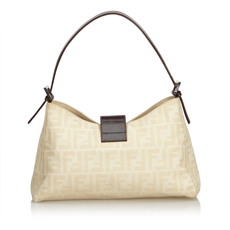 fendi zucca canvas shoulder bag