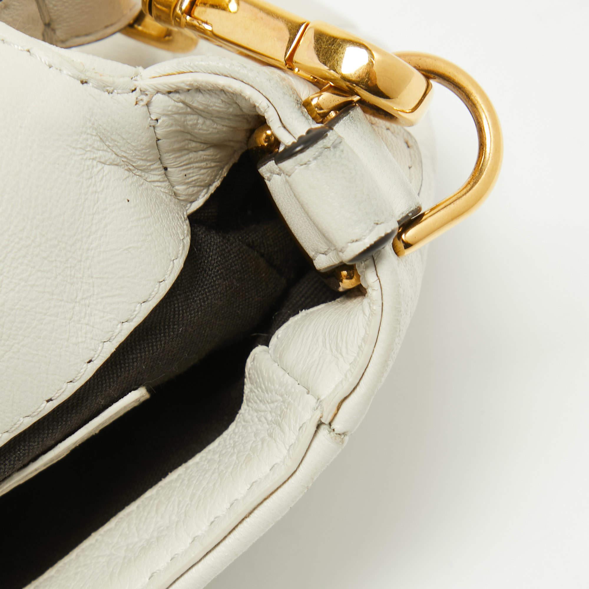 Fendi White Zucca Embossed Leather Medium Baguette Bag 10