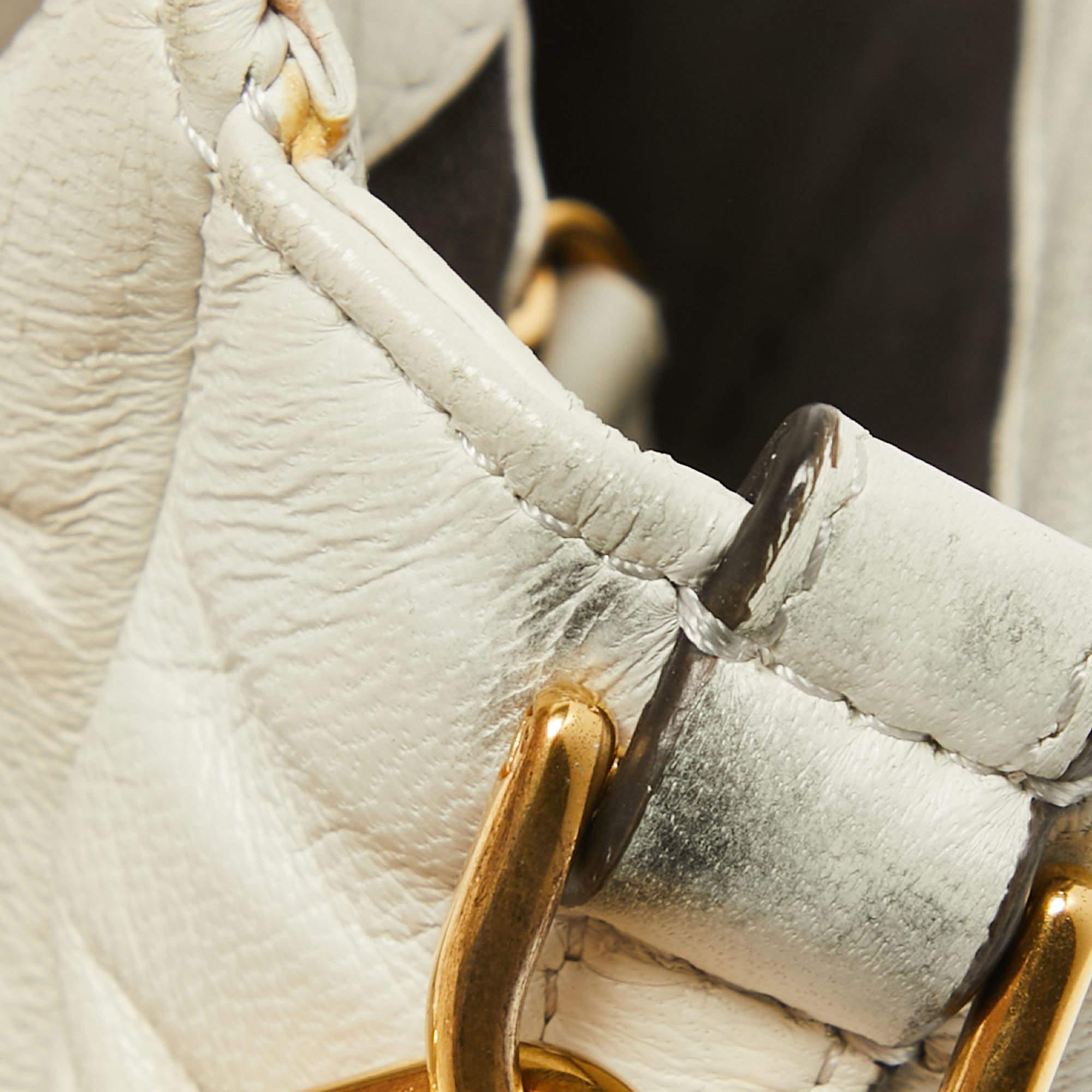 Fendi White Zucca Embossed Leather Medium Baguette Bag 13