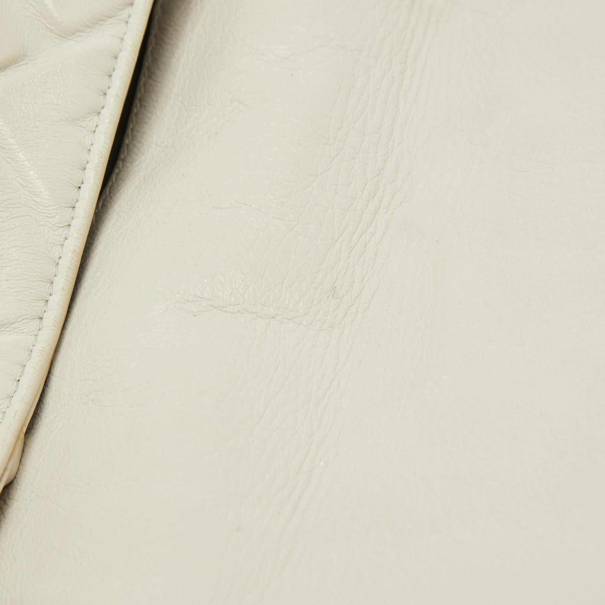 Fendi White Zucca Embossed Leather Medium Baguette Bag 5
