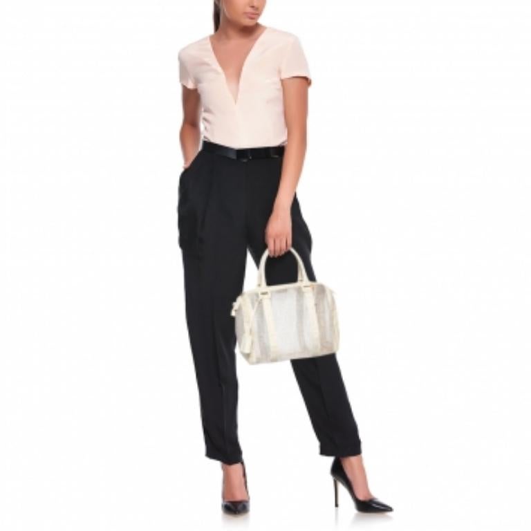 Borsa Bauletto Boston di Fendi in maglia di zucca bianca e tela rivestita In condizioni buone a Dubai, Al Qouz 2