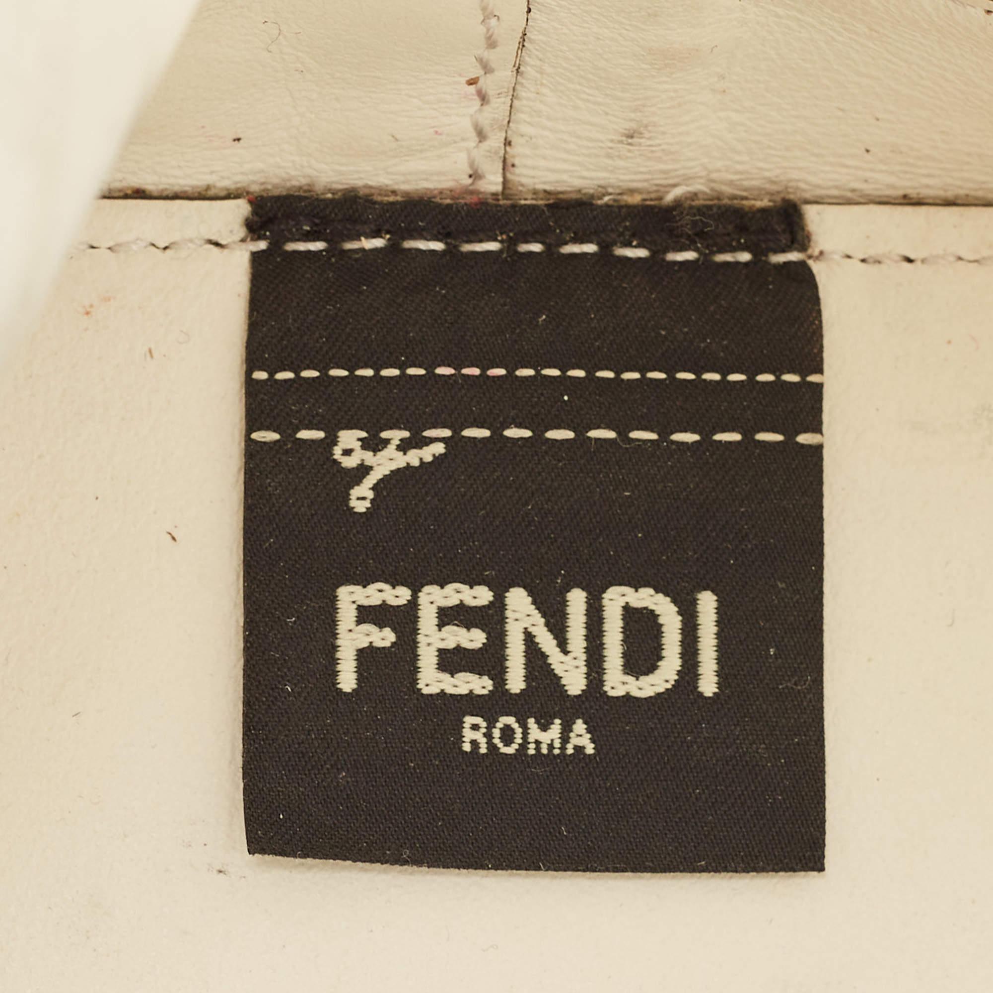 Fendi White Zucca PVC And Leather Mini Mon Tresor Drawstring Bucket Bag 6