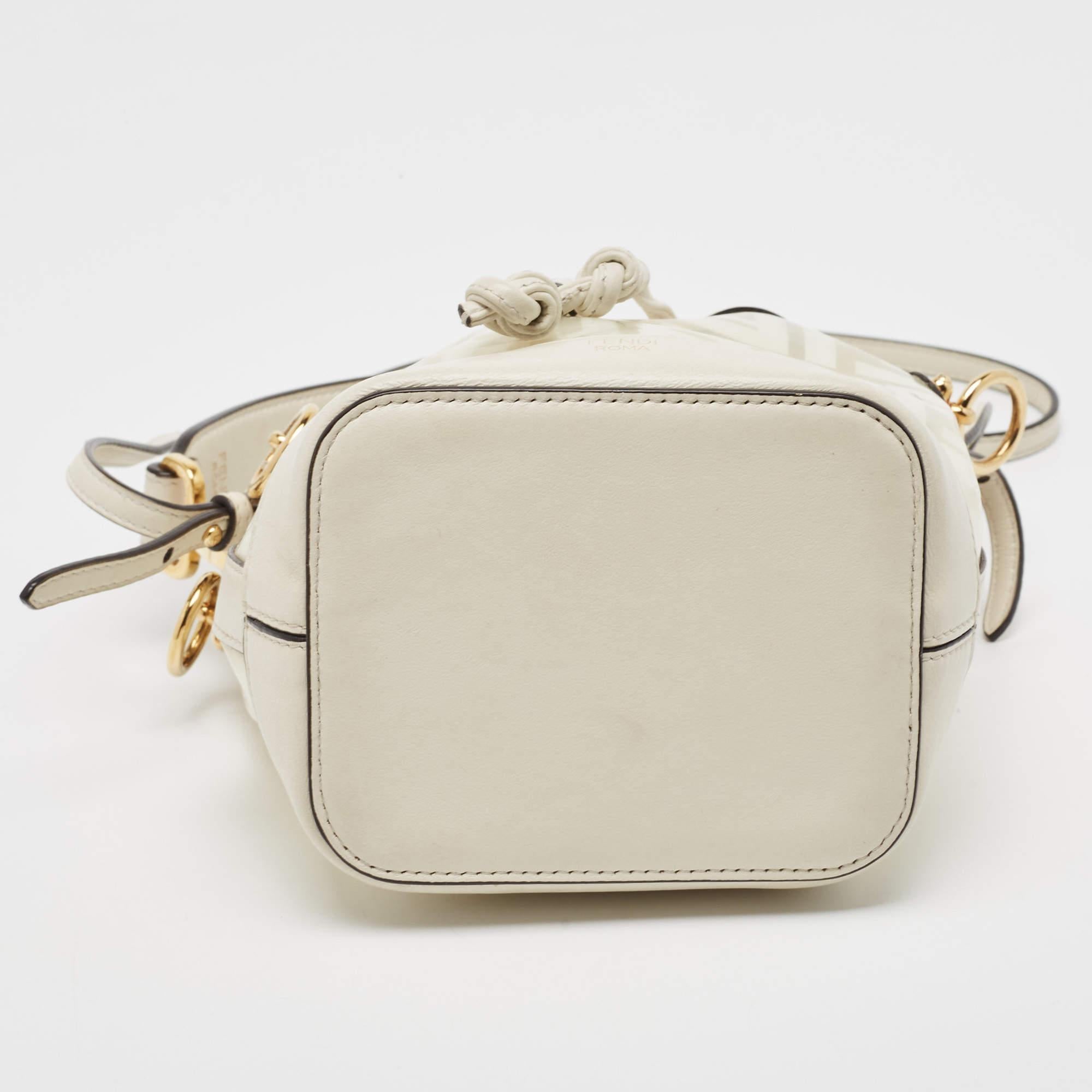 Fendi White Zucca PVC And Leather Mini Mon Tresor Drawstring Bucket Bag 1
