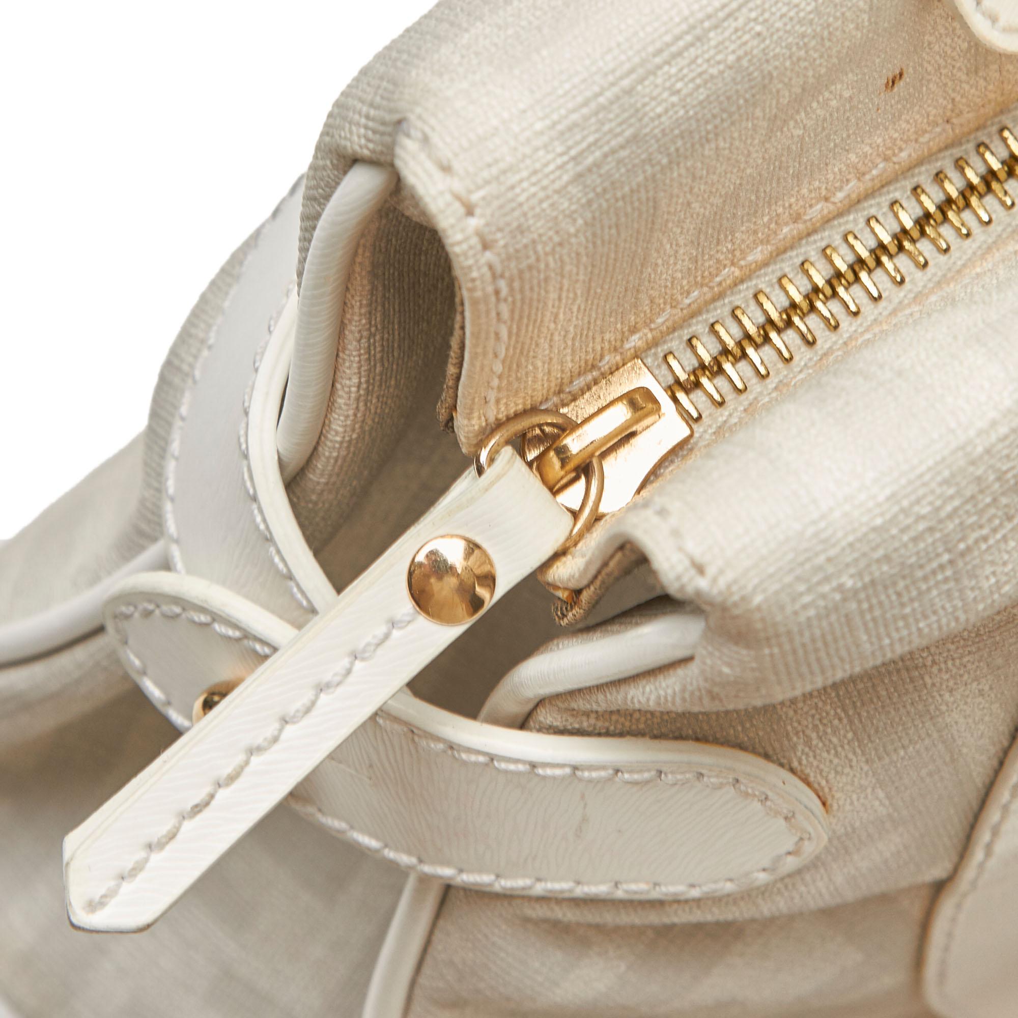 Fendi White Zucca Shoulder Bag For Sale 4