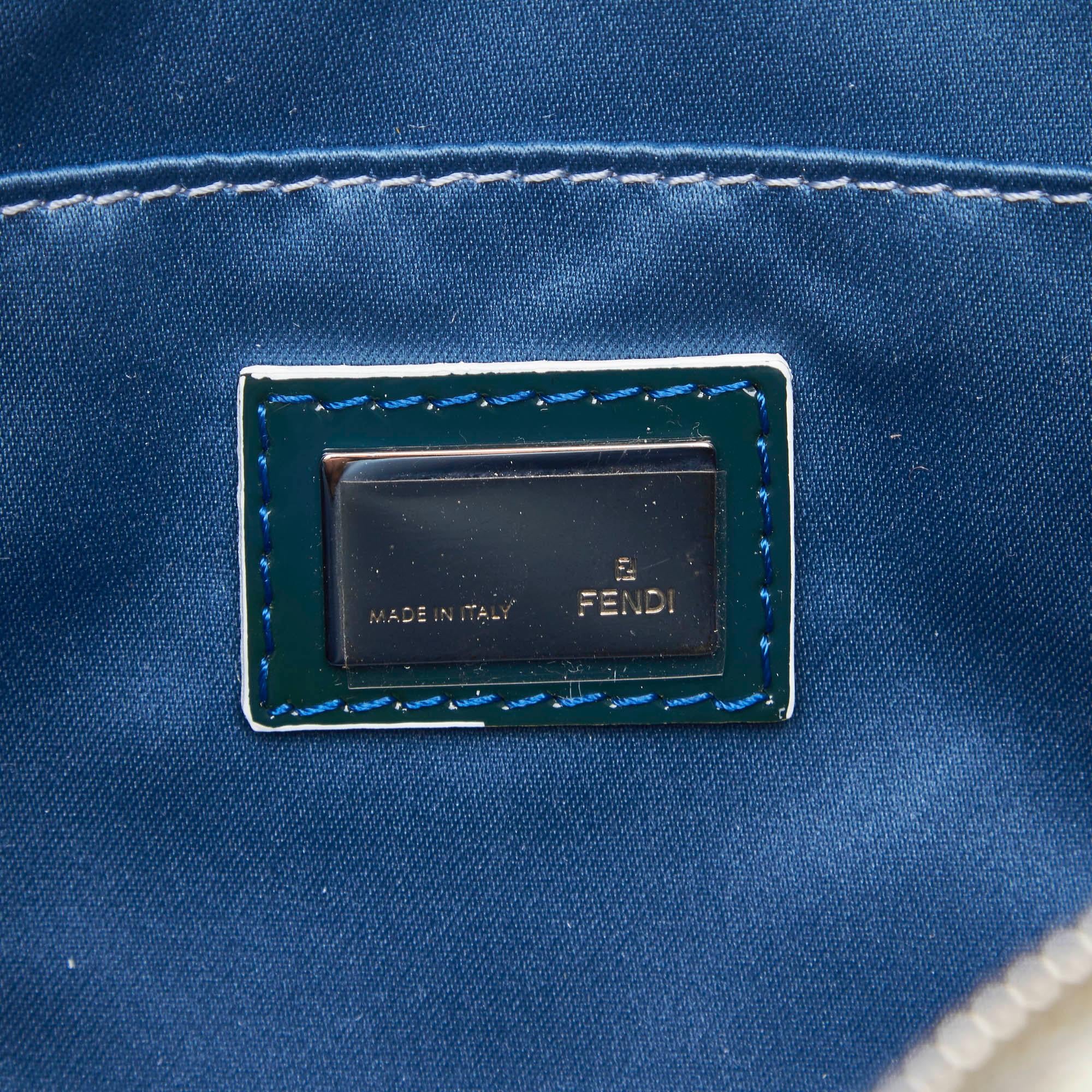 Fendi White Zucchino Canvas Baguette 1