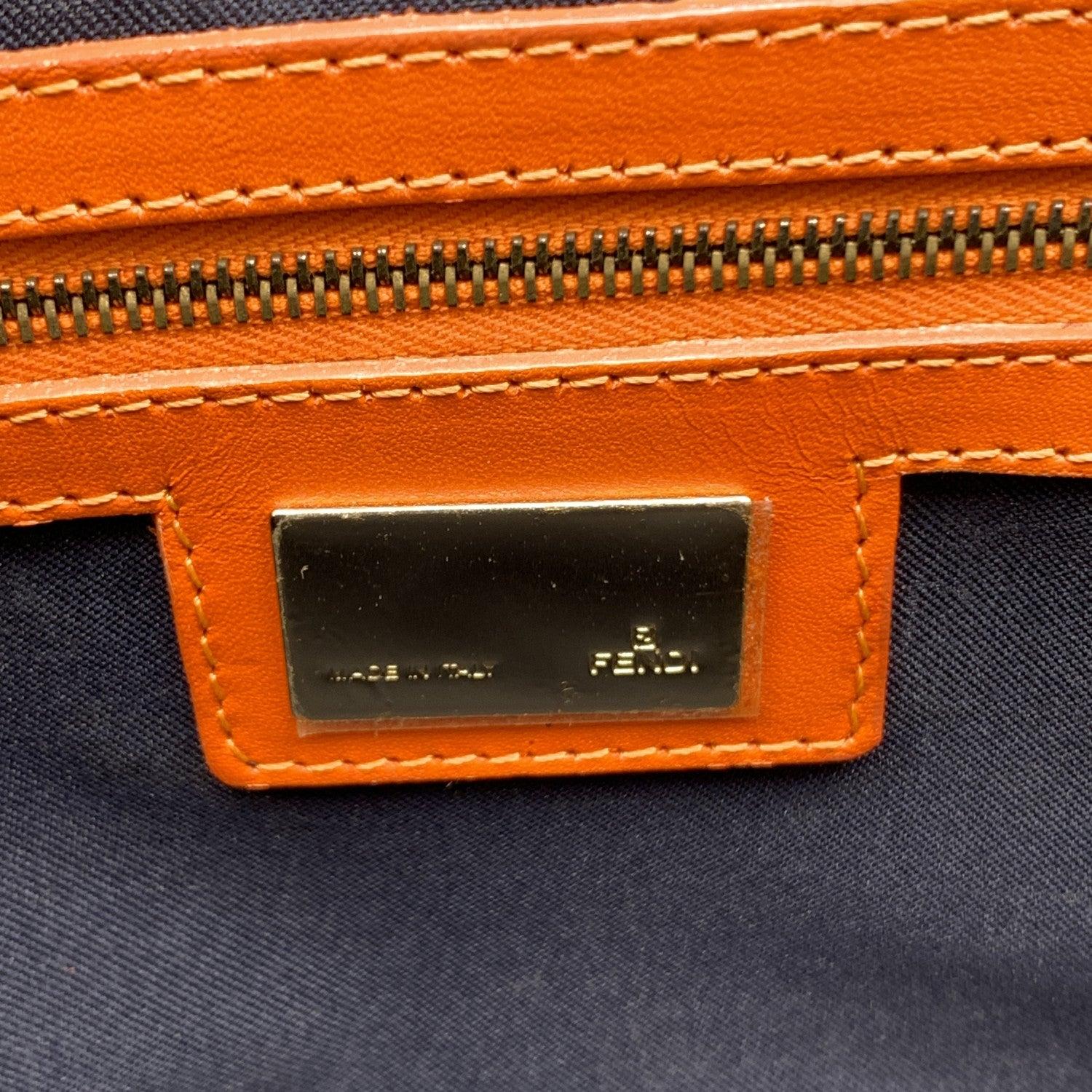 Fendi Wicker and Orange Leather Studded Tote Handbag Satchel For Sale 2