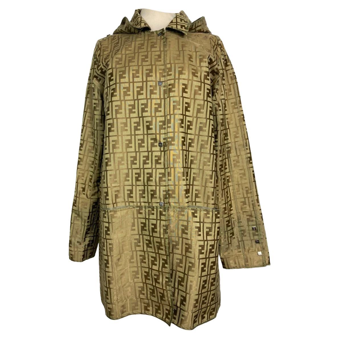 Fendi windcoat totally logoed gold color. For Sale