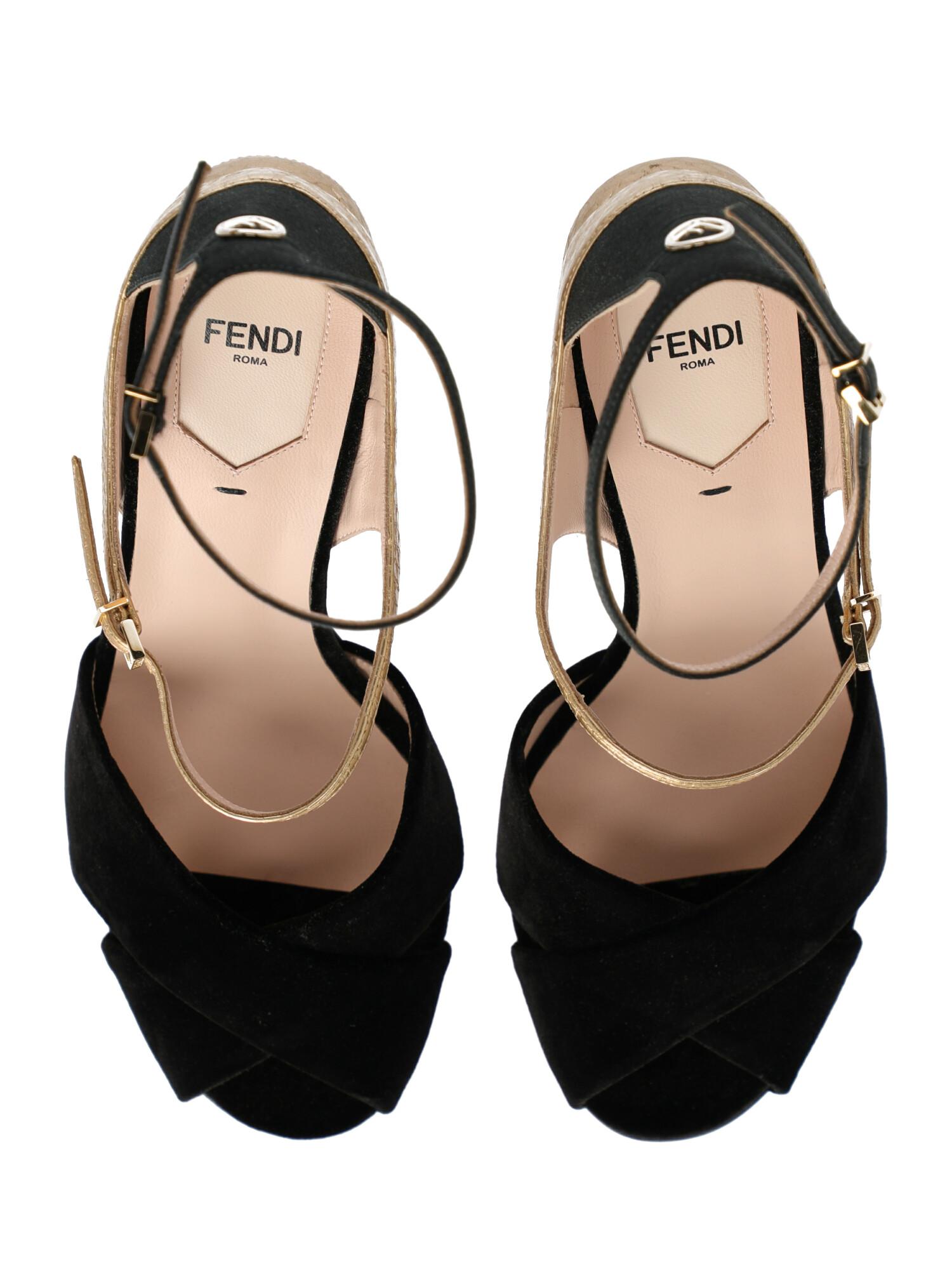 Fendi Woman Sandals Black, Gold IT 39 For Sale 1