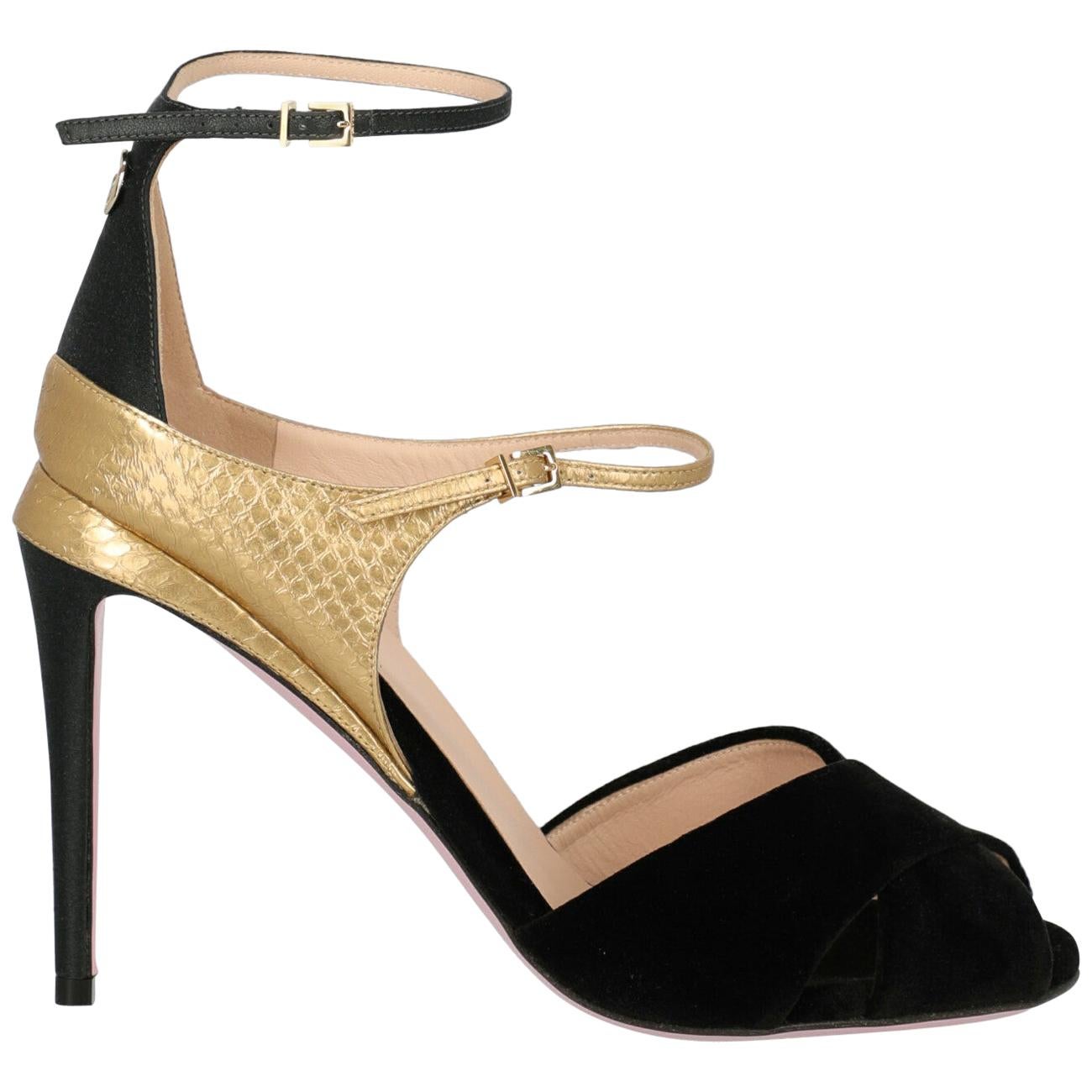 Fendi Woman Sandals Black, Gold IT 39 For Sale