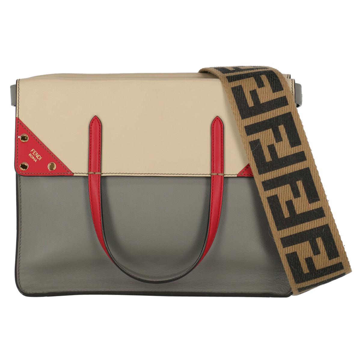 Fendi Woman Tote bag Beige, Grey, Red  For Sale