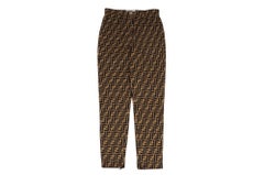 Fendi Women FF Pants Size IT 42 US 6 Brown Cotton Poly Trousers Ankle Zip
