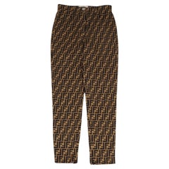 Fendi Women FF Pants Size IT 42 US 6 Brown Cotton Poly Trousers Ankle Zip