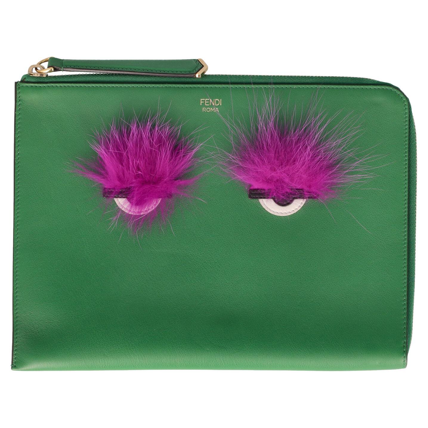 Fendi Women Handbags Green Leather  For Sale