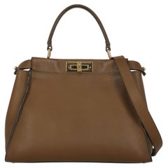 Fendi Women Handbags Peekaboo Brown Leather