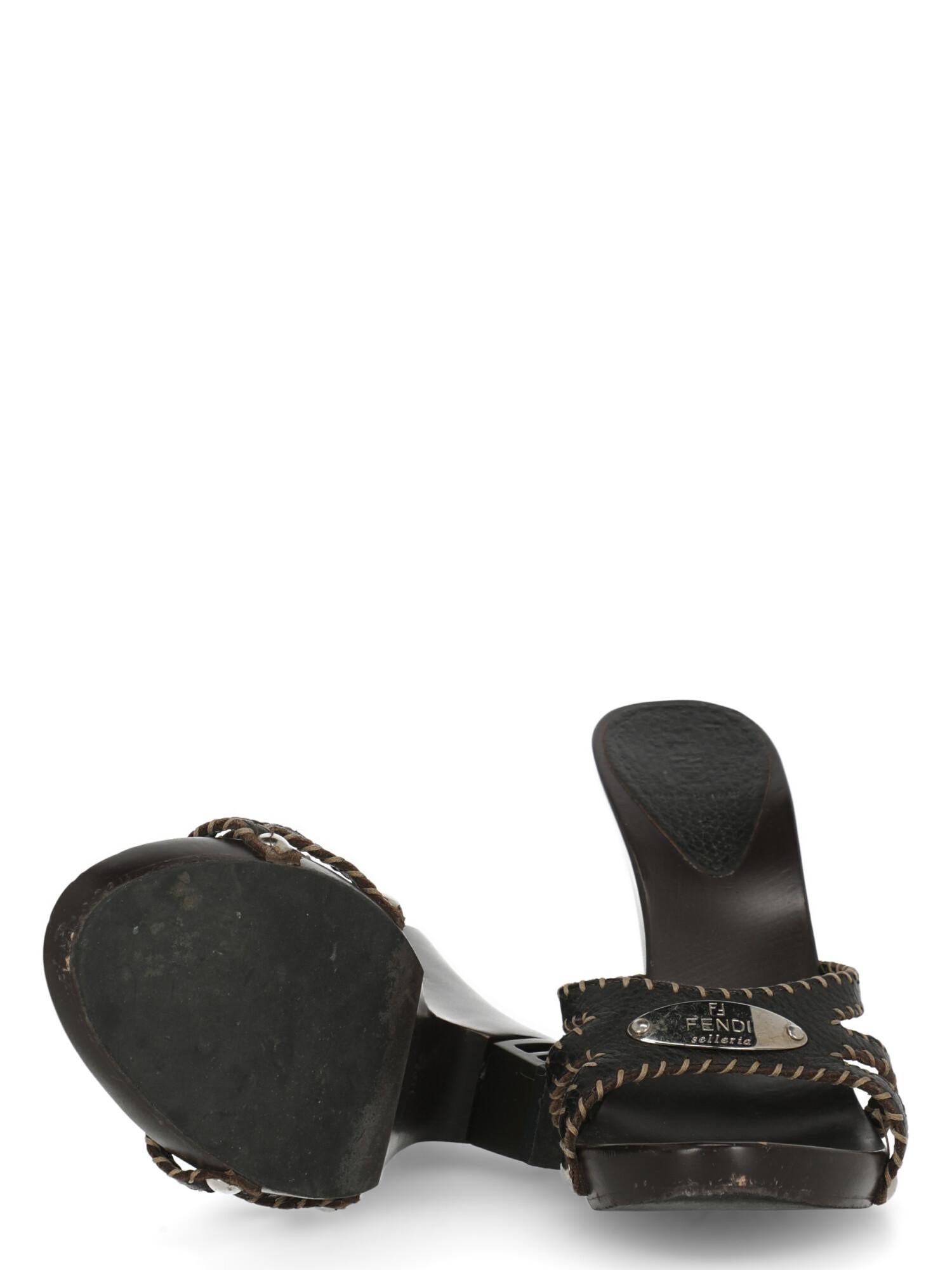 Women's Fendi Women  Sandals Brown Leather IT 38.5 For Sale