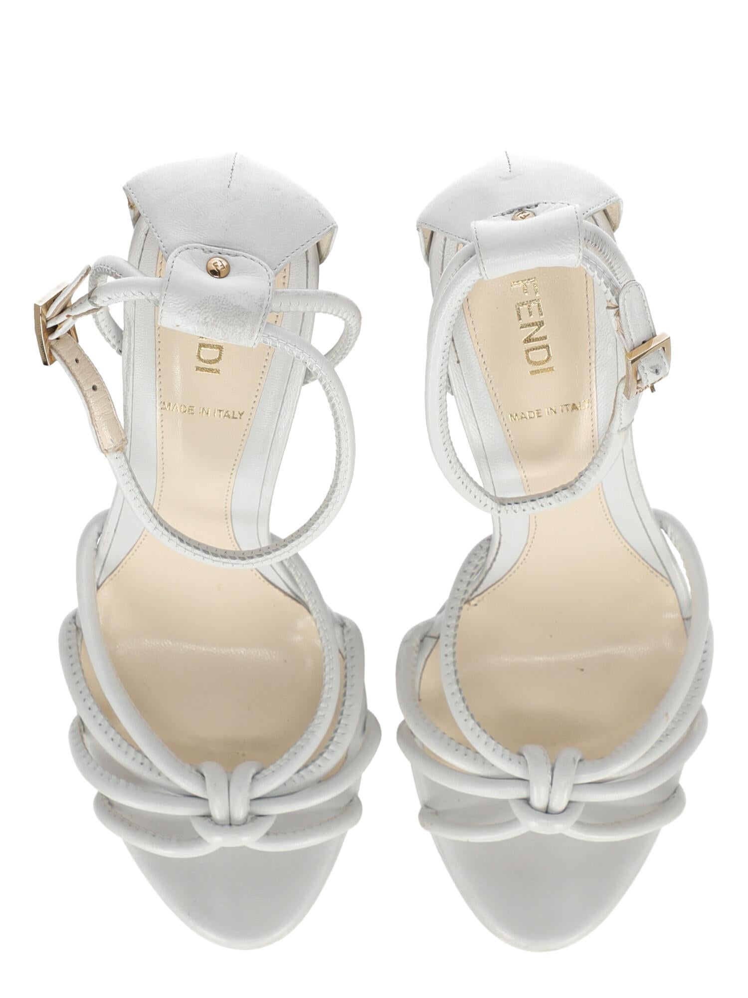 fendi white leather sandals