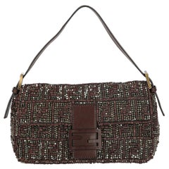 Fendi  Women   Shoulder bags Baguette Brown, Silver Synthetic Fibers 